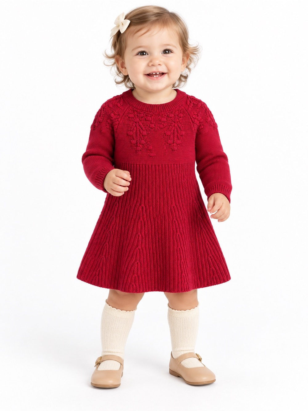 Hope & Henry Red Organic Cotton Knit Sweater Dress 12–18M NWT